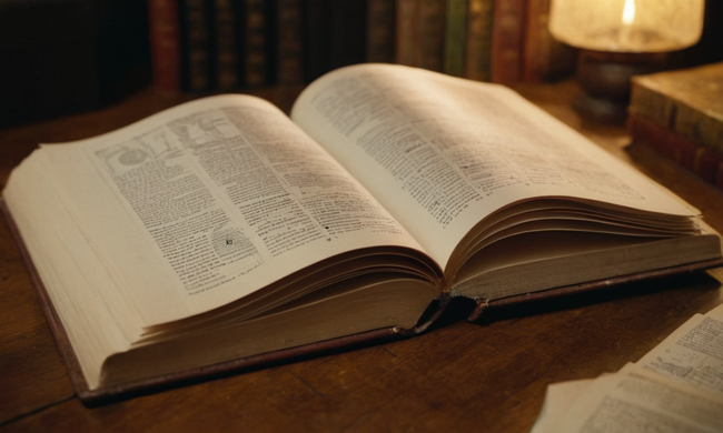 Libro páginas girando para revelar diagramas analíticos, con libros de literatura en el fondo.
