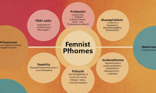 Un diagrama que ilustra los principales temas de las teorías de la filosofía feminista.