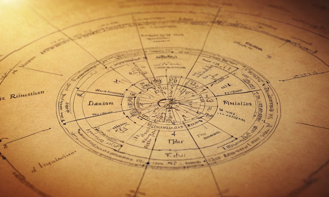 Un diagrama filosófico o ilustración que representa principios fundamentales del racionalismo en la filosofía moderna.