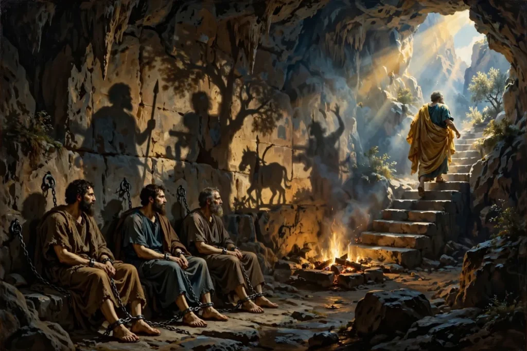 Alegoría de la caverna: sombras y luz filosófica