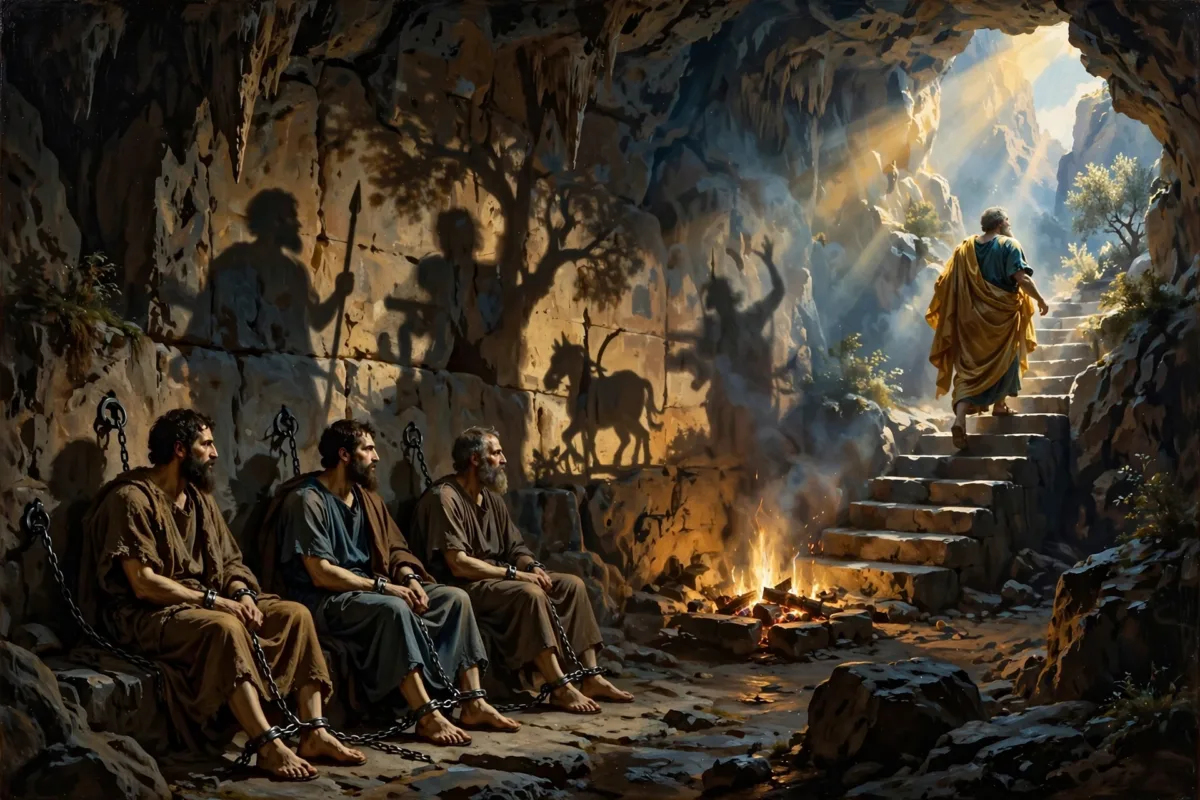 Alegoría de la caverna: sombras y luz filosófica