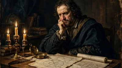 Descartes meditando en su estudio
